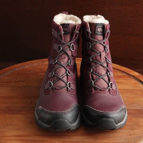 Ahnu Boots Womens SZ 10 Burgundy Twaine Hart Waterproof Hiking Outdoor Gorpcore - Picture 2 of 16